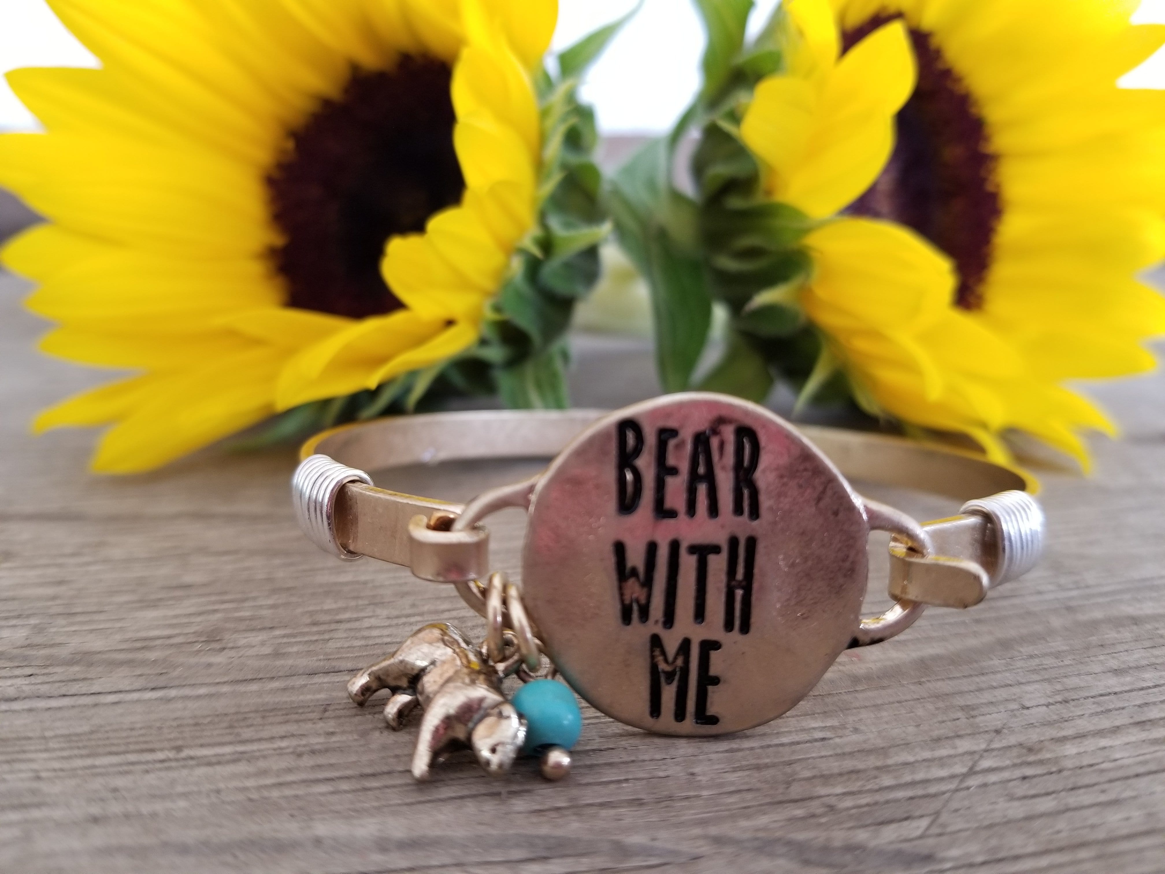 ThriftyGoddess Bear With Me - Engraved Bracelet With Charm