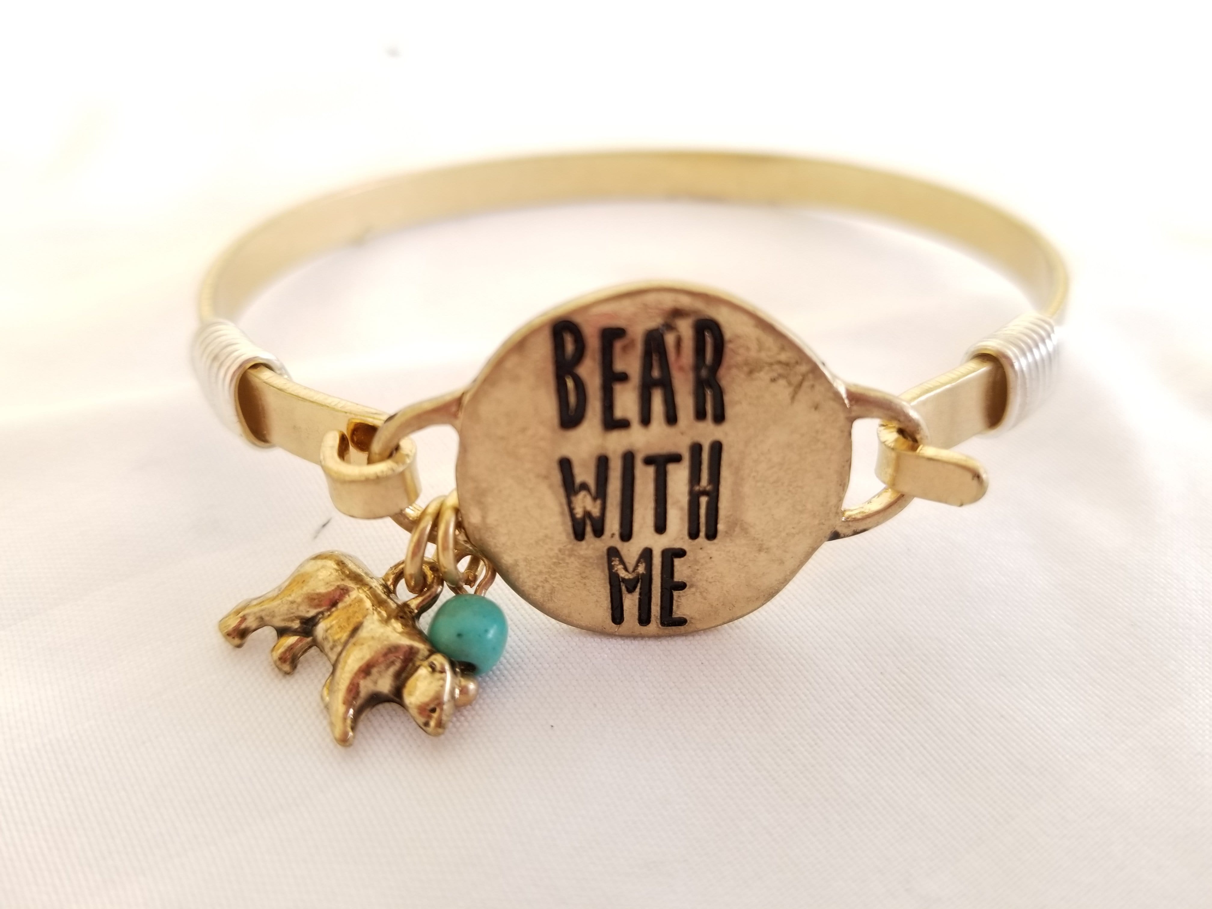 ThriftyGoddess Bear With Me - Engraved Bracelet With Charm