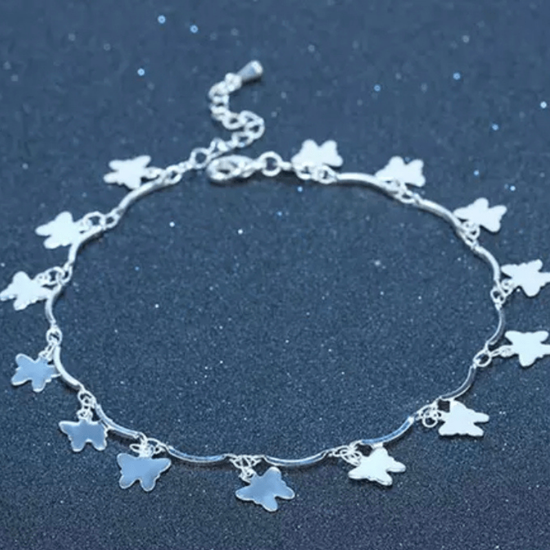 ThriftyGoddess Sterling Silver Butterfly Charm Bracelet