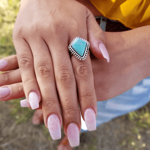 ThriftyGoddess Natural Turquoise Boho Adjustable Ring