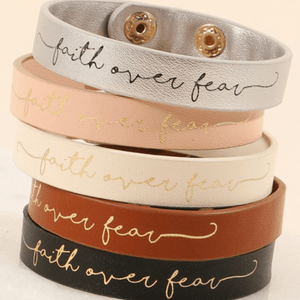 ThriftyGoddess Faith Over Fear Leather Bracelet