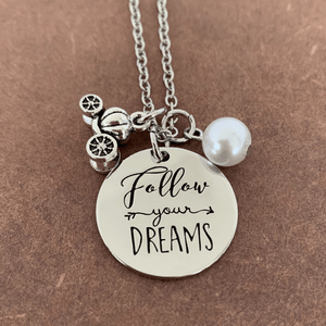 ThriftyGoddess Follow Your Dreams Inspirational Hand Stamped Necklace