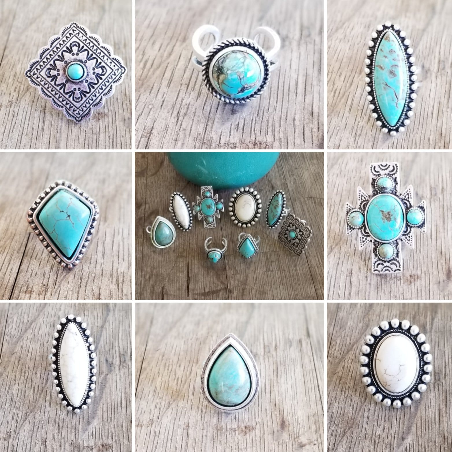 ThriftyGoddess Natural Turquoise South Western Style Adjustable Ring