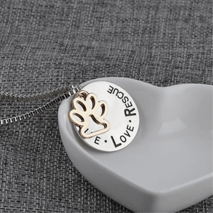 ThriftyGoddess LIVE LOVE RESCUE Paw Print Necklace