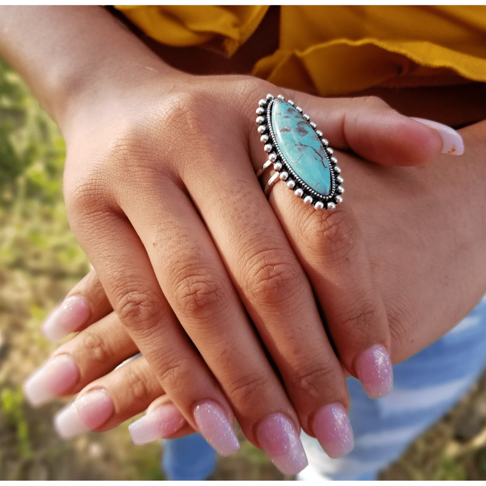 ThriftyGoddess Natural Turquoise Adjustable Ring