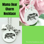 ThriftyGoddess Inspirational Hand Stamped Necklace - Mama Bear with charm
