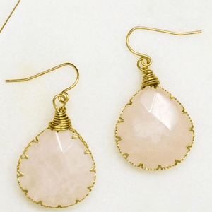 ThriftyGoddess TEARDROP FACETED NATURAL STONE DROP EARRINGS