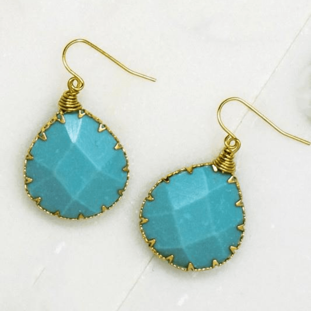 ThriftyGoddess TEARDROP FACETED NATURAL STONE DROP EARRINGS