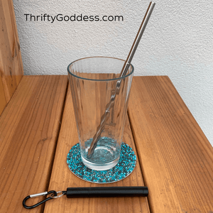 ThriftyGoddess Collapsible Stainless Steel Drinking Straw With Clip-on Carrier