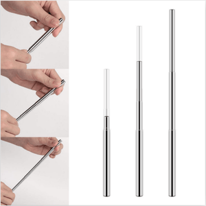 ThriftyGoddess Collapsible Stainless Steel Drinking Straw With Clip-on Carrier