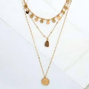 ThriftyGoddess Lizzy Triple Layer Coin & Disc Necklace