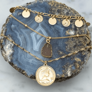 ThriftyGoddess Lizzy Triple Layer Coin & Disc Necklace