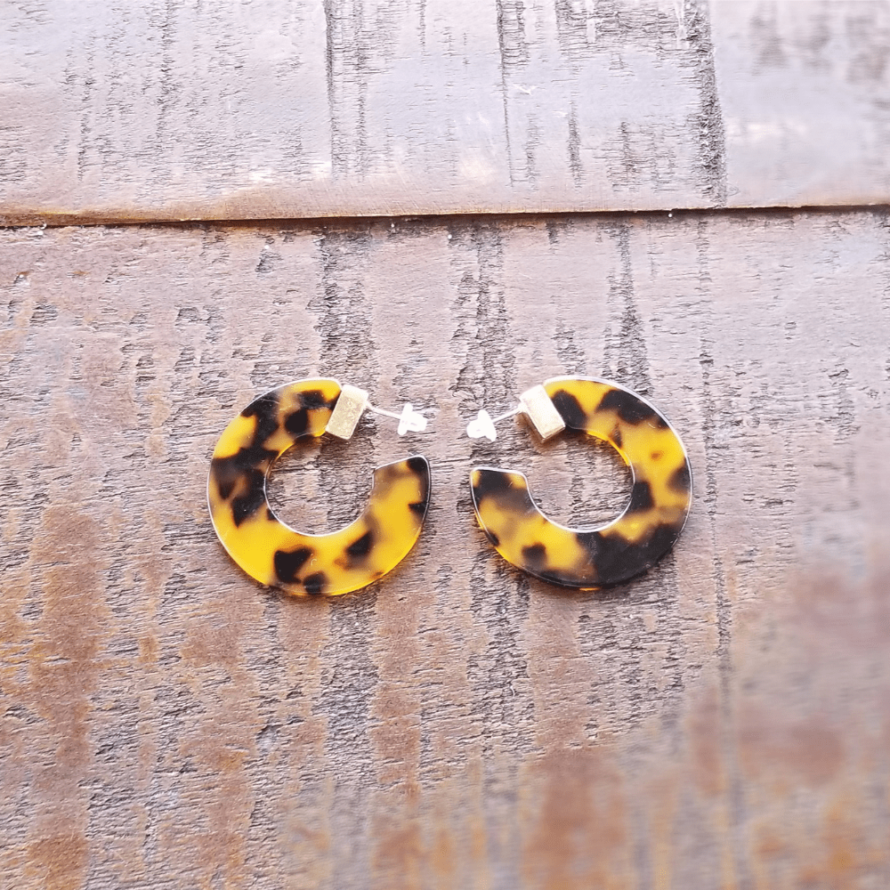 ThriftyGoddess Leopard Semi Hoop Resin Earrings