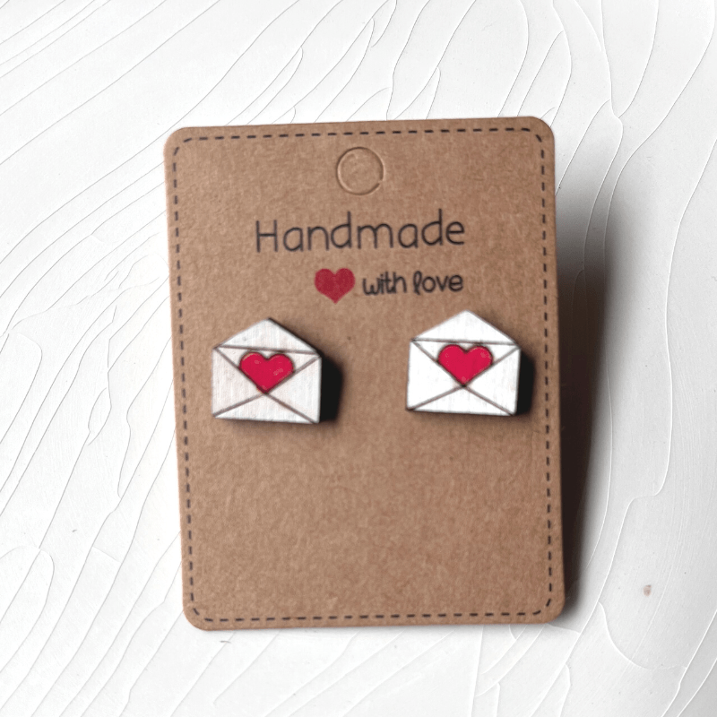 Thrifty Goddess Valentine's Day Wooden Stud Earrings