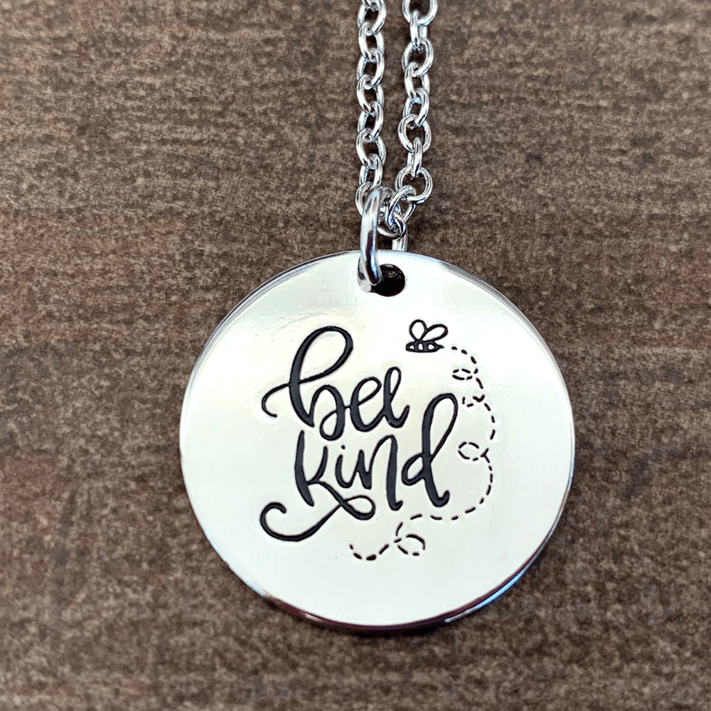 ThriftyGoddess Bee Kind Inspirational Hand Stamped Necklaces - "Be"