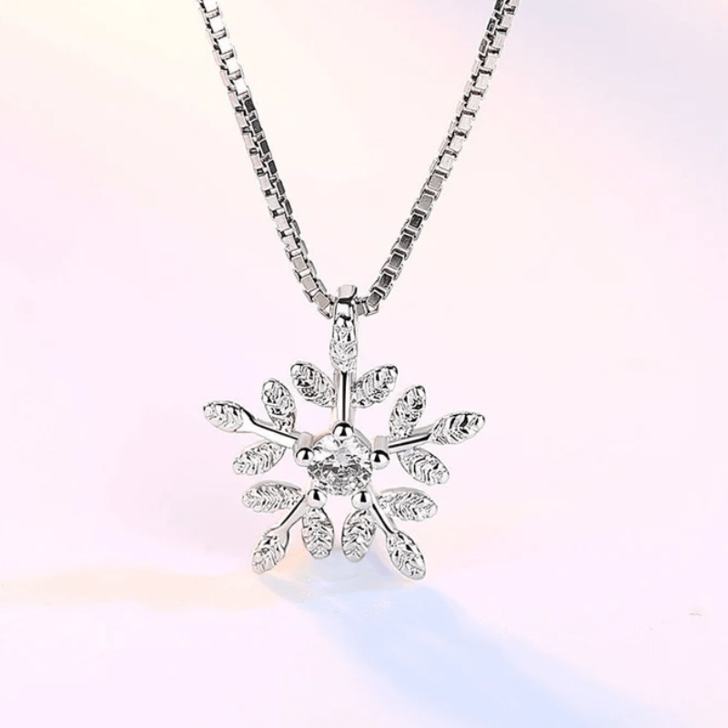 ThriftyGoddess Dainty Sterling Silver Snowflake Necklace