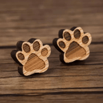 Thrifty Goddess Pet Paws - Wood Engraved Stud Earrings