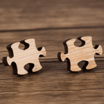 Thrifty Goddess Puzzle Wood Stud Earrings