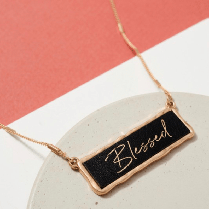 ThriftyGoddess "Blessed" Inspirational Bar Necklace