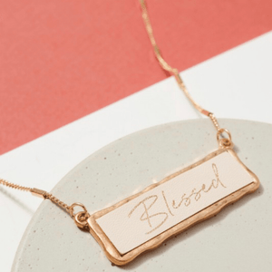 ThriftyGoddess "Blessed" Inspirational Bar Necklace