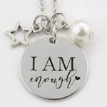ThriftyGoddess Inspirational Hand Stamped Necklace - I Am Enough